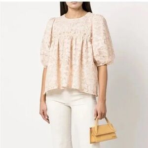 STINE GOYA "Emmeline" Embroidered Lace Organza Shirt Blouse Top XS